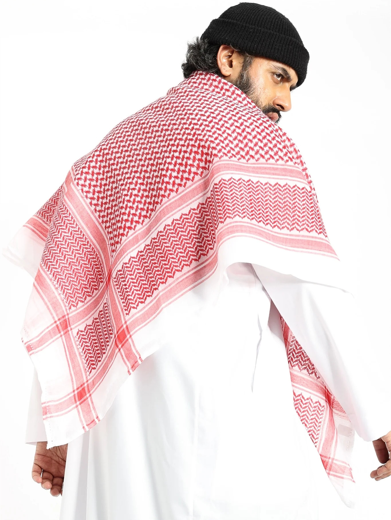 Classic Pattern Muslim Men Red Arab Large Square Palestine Scarf Shemagh Designs Cotton Headscarf Keffiyeh