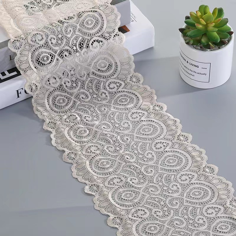 Factory supplied Flower Pattern Design 18cm Elastic Lace Knitted Fabric For Underwear Clothing Wedding Lace Trim