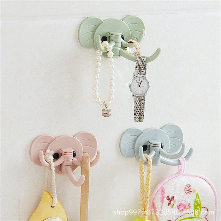 Hot selling design household supplies popular elephant plastic wall mounted adhesive hanging hook wall hook