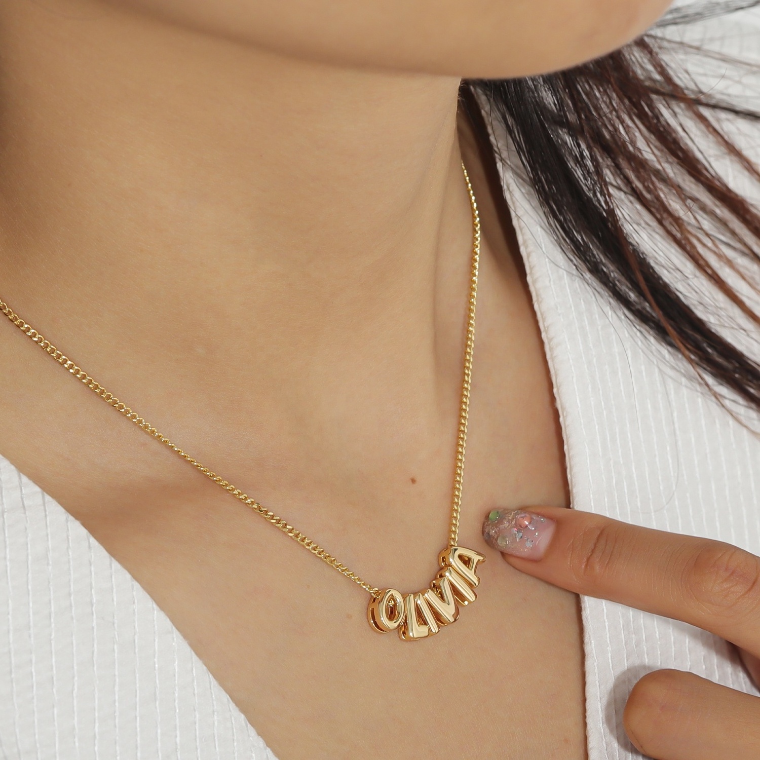 3D Bubble Letter Charm Custom Name Jewelry Initial Balloon Letters Pendant  jewelry for women 18K Gold Plate