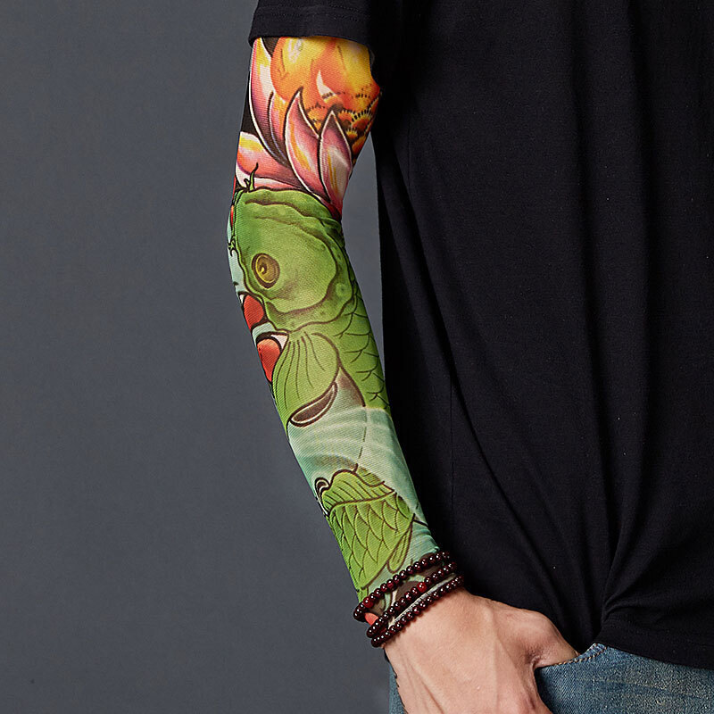 Fashion Men Women Seamless Nylon False Tattoo Sleeves Designs Body Arm Custom False Tattoo Sleeves For Cool Men Women