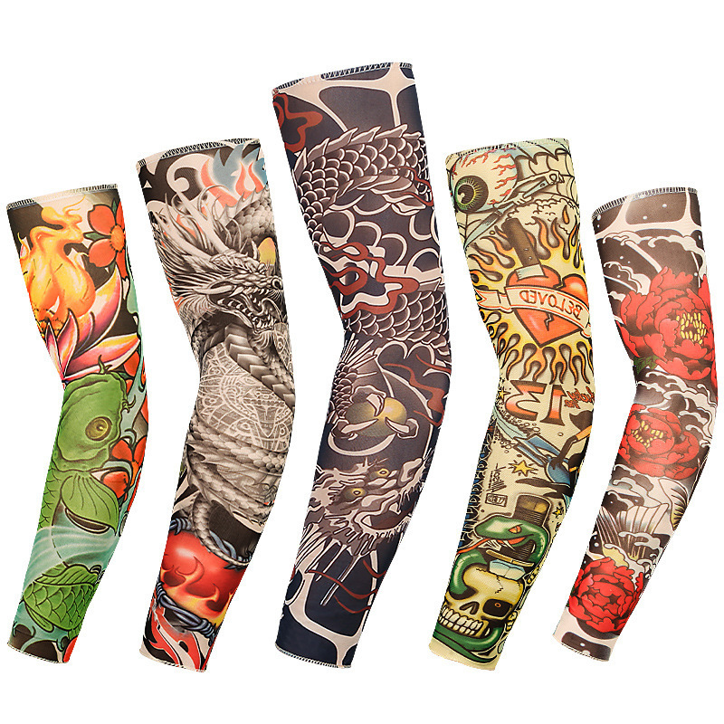 Fashion Men Women Seamless Nylon False Tattoo Sleeves Designs Body Arm Custom False Tattoo Sleeves For Cool Men Women