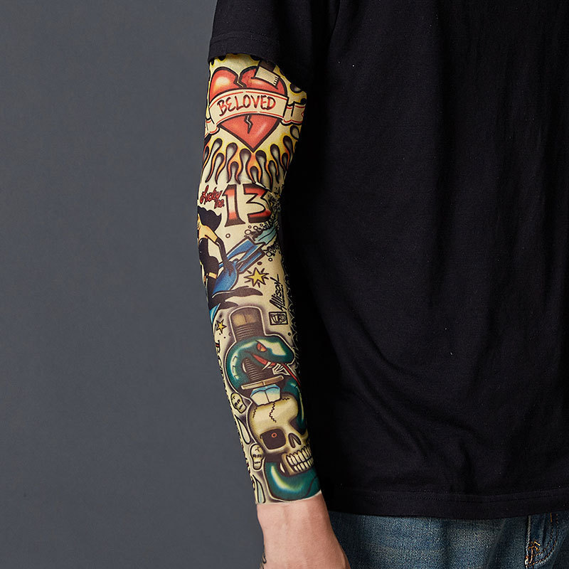 Fashion Men Women Seamless Nylon False Tattoo Sleeves Designs Body Arm Custom False Tattoo Sleeves For Cool Men Women