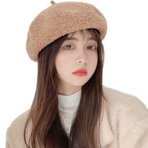 Women Autumn Winter Beret Women's Solid Color Hats Adjustable Tape Design Berets Winter Women Hat Vintage Berets Wool