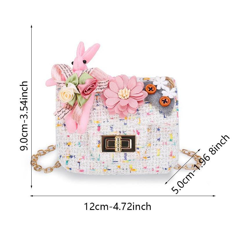 Wholesale Little Girls Cute Cartoons Rabbit Flower Pearl Messenger Bag Mini Flower Kids Purses and Handbags