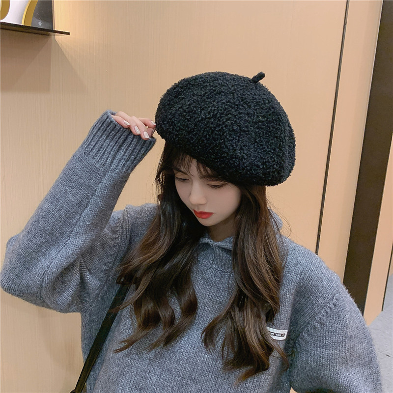 Women Autumn Winter Beret Women's Solid Color Hats Adjustable Tape Design Berets Winter Women Hat Vintage Berets Wool