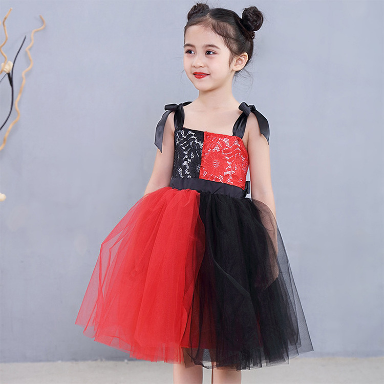 Halloween toddler girls princess dress red black Christmas holiday costume clothes Festival Party gown Suit Fancy Cosplay dress