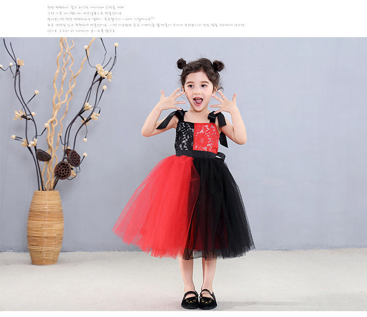 Halloween toddler girls princess dress red black Christmas holiday costume clothes Festival Party gown Suit Fancy Cosplay dress