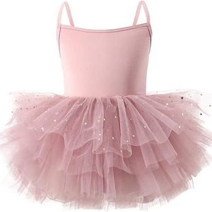 Kids girls ballet tutu dress  leotards party red dance ballet festival  sling sleeveless star print sequins  clothing dresses