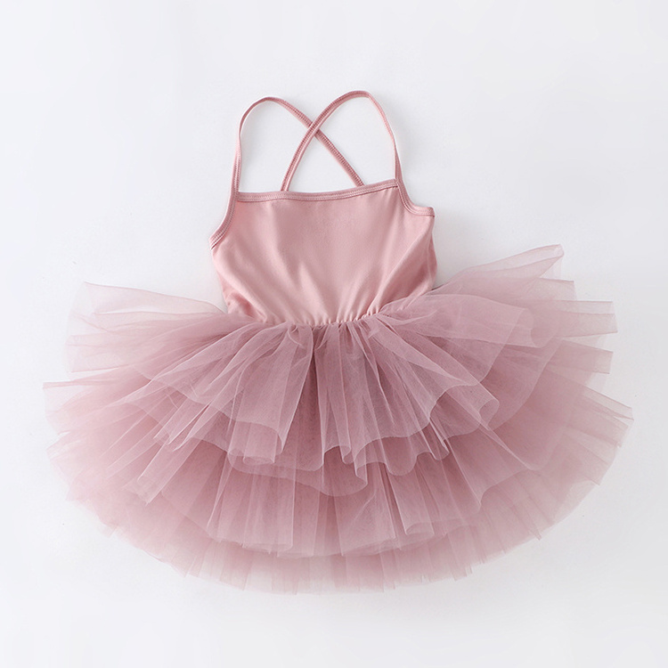 Toddler Girls Ballet Skirted Leotards Strap Tutu Dress Party Costumes for Dance 18Months to 7year sling sleeveless puff  dress