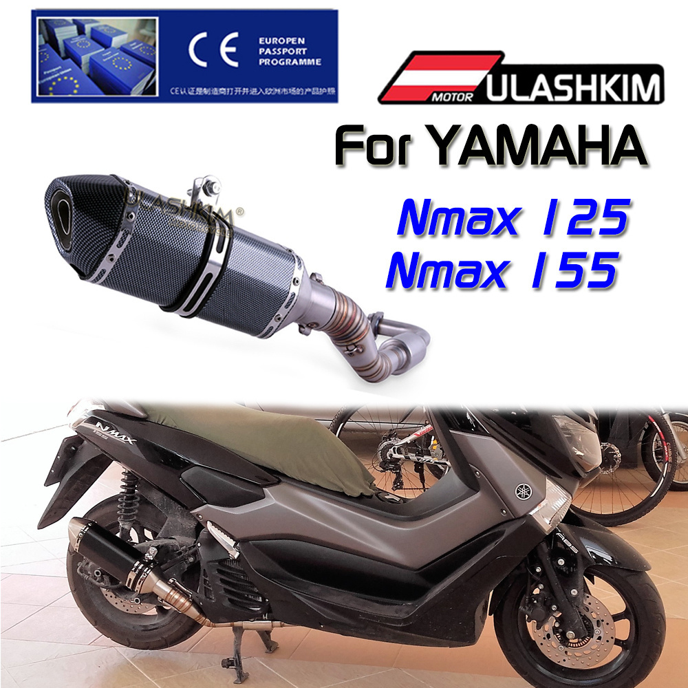 Motorcycle Exhaust Muffler 304 Stainless Steel Muffler Motorcycle Exhaust NMAX 155 NMAX 125 N MAX155 exhaust muffler