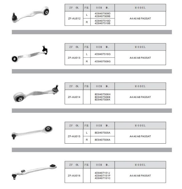 Car Swing Arm For AUDI Car Chassis Suspension Aluminum Swing Arm Bracket Wheel Bearing Housing Upper and Lower Swing Arm