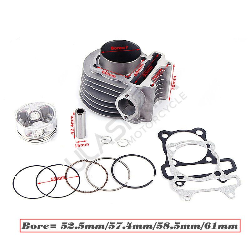 GY6 125 150 upgrade to GY6 180 cc big Bore 58.5mm Cylinder, Piston, Rings, & Head 152qmi 157qmj 1p52qmi 1p57qmj Engine