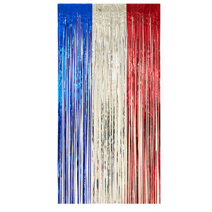 Independence Day Photo Booth Prop red blue white 4th July Foil Curtain metallic Fringe Streamer Backdrop