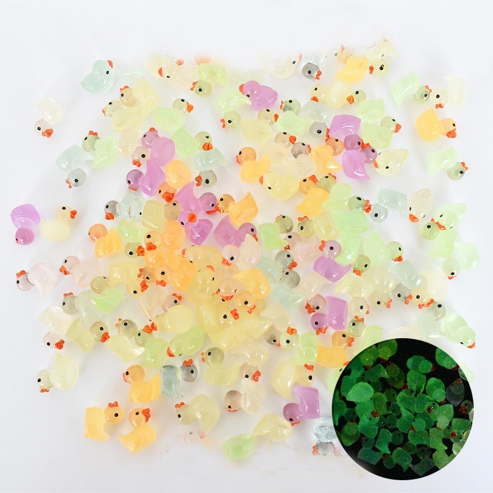 Resin Ducks Luminous Miniature Figures For DIY Fairy Garden Landscape Dollhouse Slime Charms