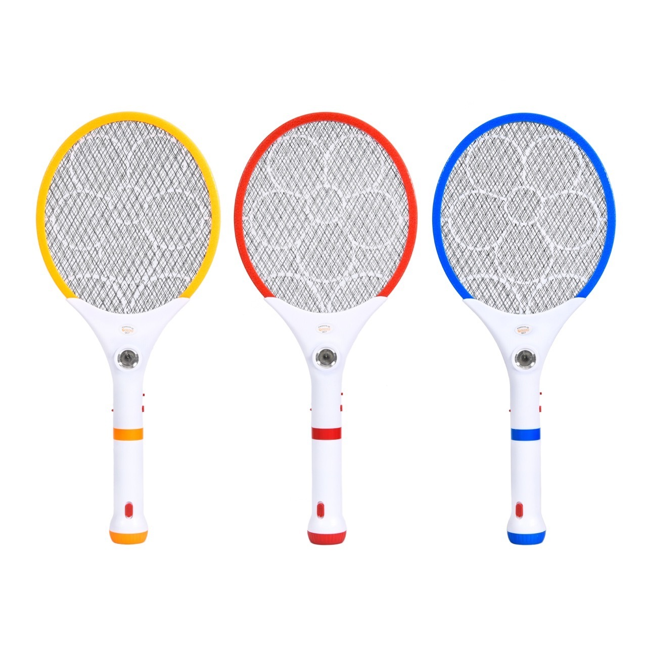 GECKO YPD OEM Torch Rechargeable Electric Mosquito Swatter Insect Killer Fly Trap Bat Racket White Handle