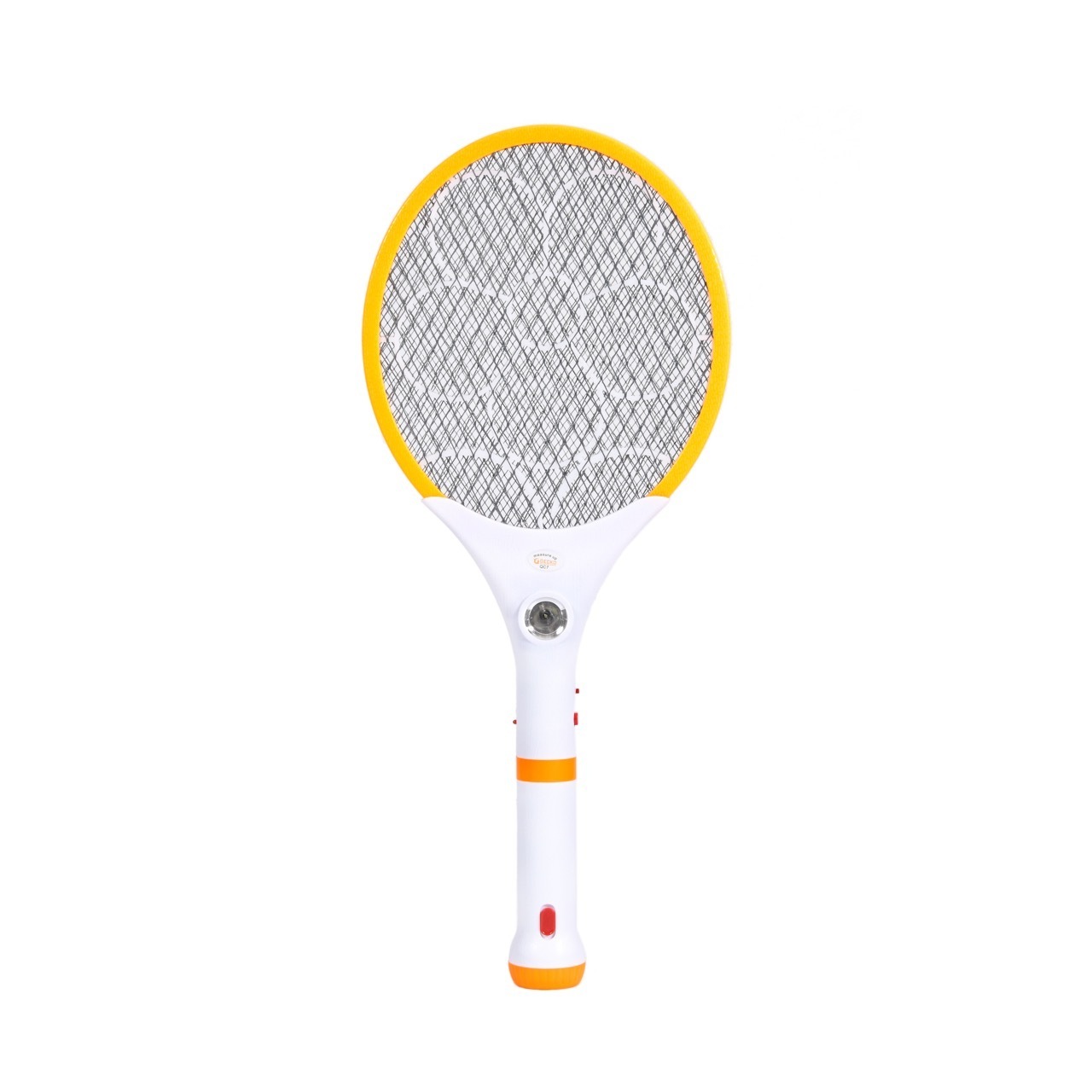 GECKO YPD OEM Torch Rechargeable Electric Mosquito Swatter Insect Killer Fly Trap Bat Racket White Handle