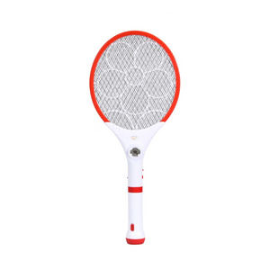 GECKO YPD OEM Torch Rechargeable Electric Mosquito Swatter Insect Killer Fly Trap Bat Racket White Handle