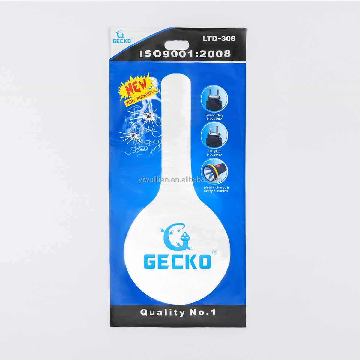 LITIAN GECKO FACTORY OEM WITH TORCH LIGHT ELECTRIC MOSQUITO KILLING RACKET FLY SWATTER MOSQUITO BAT