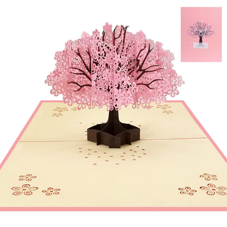 wedding Mother's Day Teachers' Day Christmas flower butterfly Cherry rose Holiday card pop up 3d cards