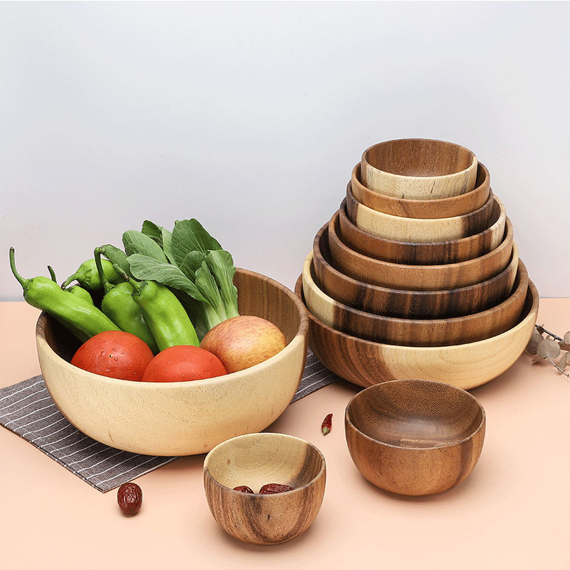 Acacia Wood vegetable Salad Serving Bowl wooden dough bowls wholesale