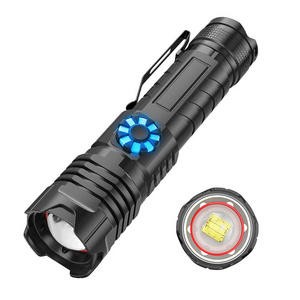 Heytorch Custom High Power Zoom Led Flashlight Torch Light Led Long Beam Torche 10km USB Rechargeable Flashlight