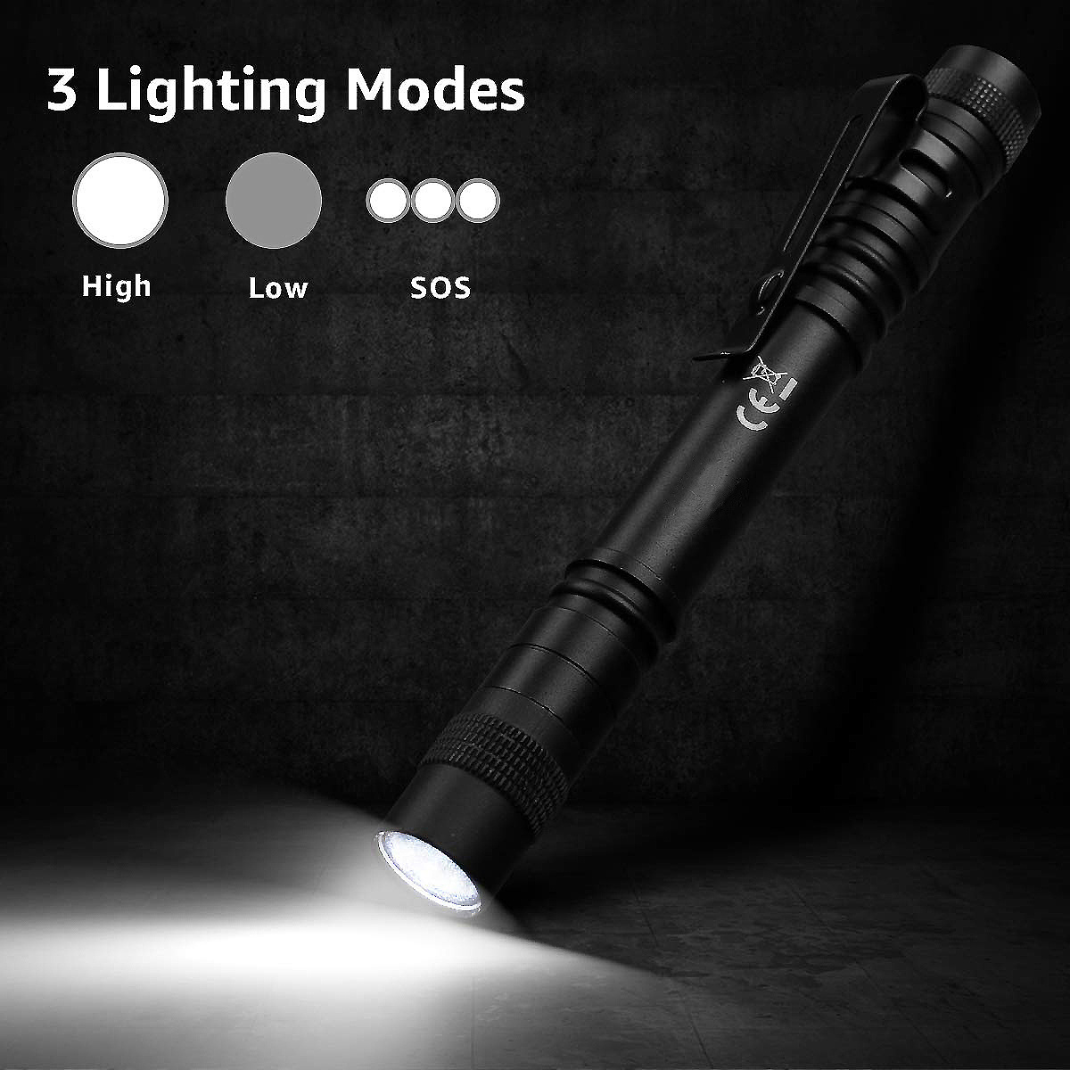 Factory direct High power Aluminium Alloy mini flat Pen light XPE tactical flashlight led mini pen torch penlight