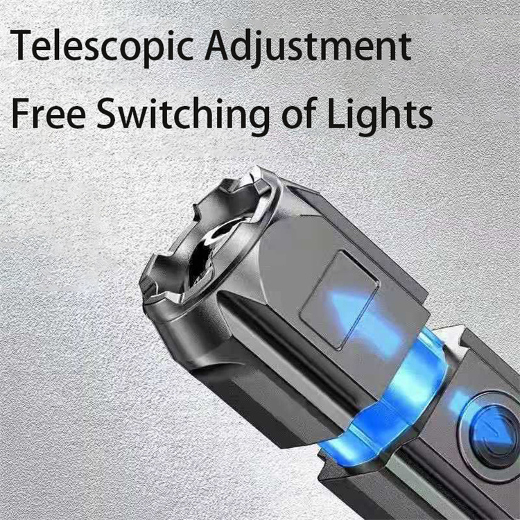 Outdoor Portable Durable Long-range Ultra-bright Zoom Flashlight Strong Light Rechargeable Household Led ABS Flashlight