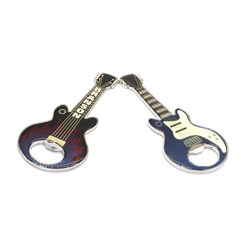 Wholesales guitar stainless steel bottle opener keychain fridge magnet custom logo blank bottle opener for sublimation