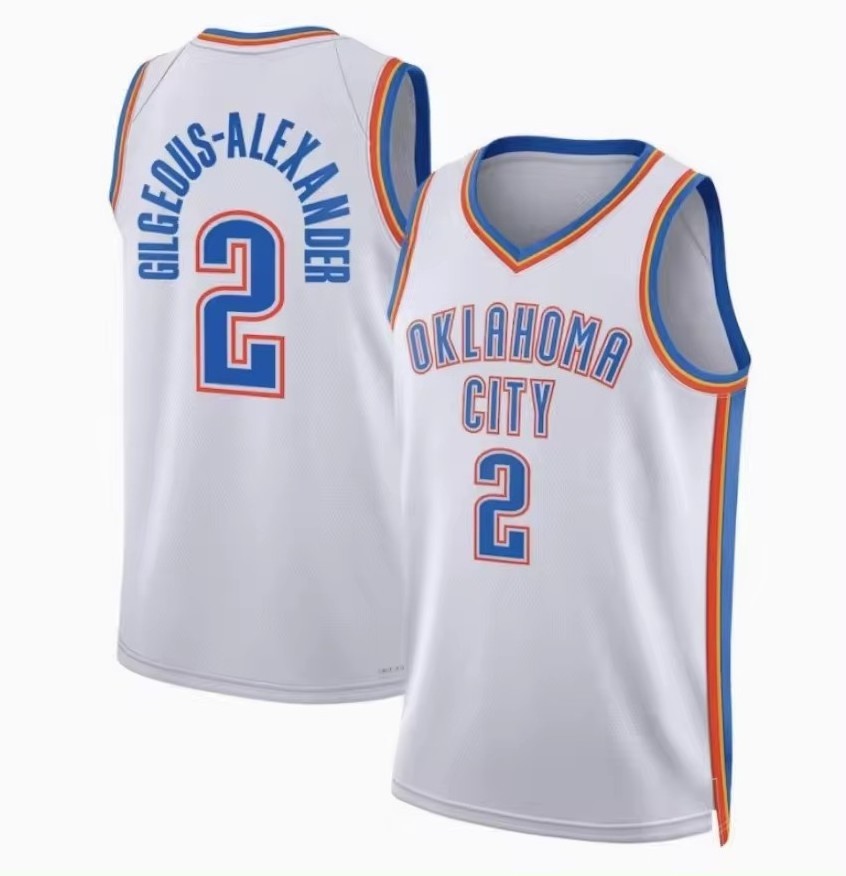 Men's Oklahoma City 2 Shai Gilgeous-Alexander 3 Josh Giddey 8 Jalen Williams 7 Holmgren Embroidery Basketball Sports Jerseys