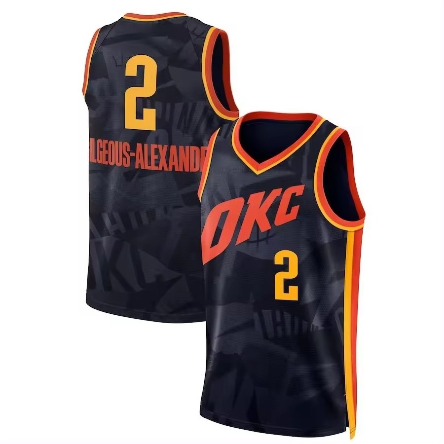 Men's Oklahoma City 2 Shai Gilgeous-Alexander 3 Josh Giddey 8 Jalen Williams 7 Holmgren Embroidery Basketball Sports Jerseys