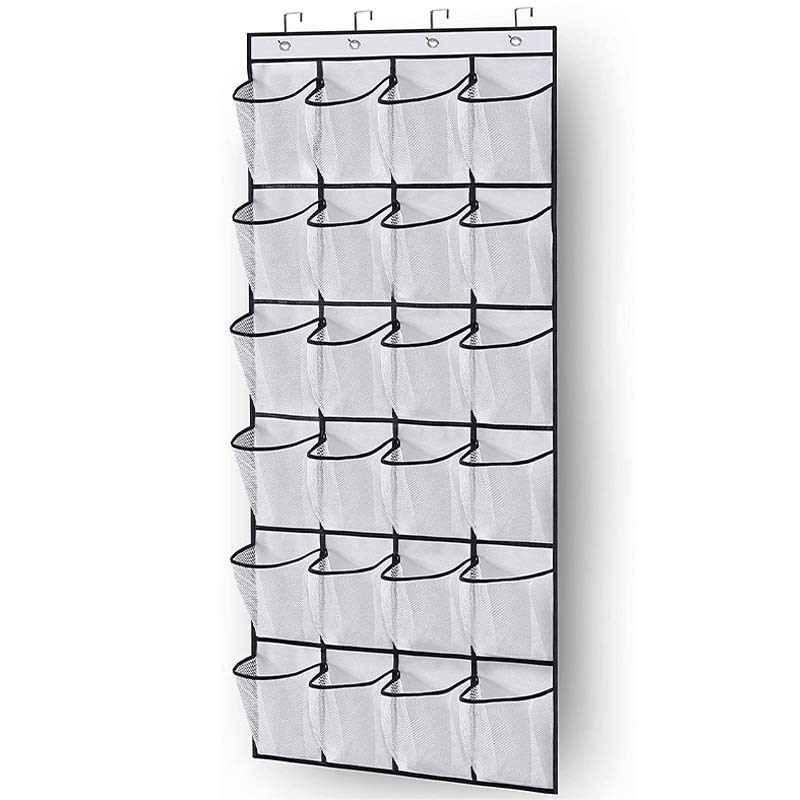 High Quality Closet Door Hanging Shoe Rack Organizer 24 Mesh Pockets Hanging Storage Bag With Hooks