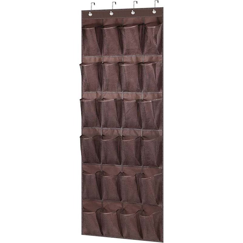 High Quality Closet Door Hanging Shoe Rack Organizer 24 Mesh Pockets Hanging Storage Bag With Hooks