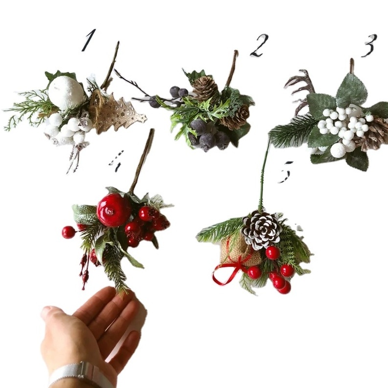 Custom Pine Cone Flower Small Filler Wreath Handmade Gift Xmas Tree Hanging Artificial Branch Christmas Holiday Festive Decor