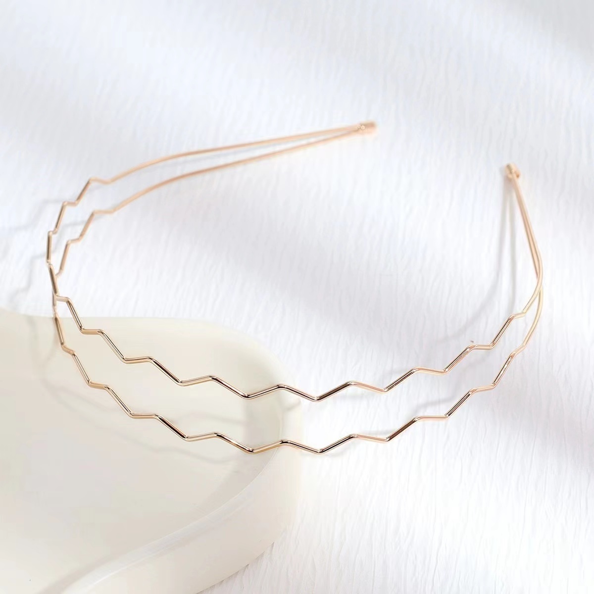 Retro Simplicity Metal  Wave Line Hair Hoop Wavy Headbands Gold Metal Hair Accessories Multi-Use Headbands Fashion Headband