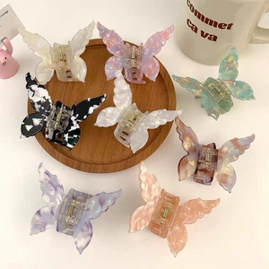 Factory wholesale new stylish Butterfly Hair claw shape large ponytail holder luxury Acetate claw clips cellulose acetate clip