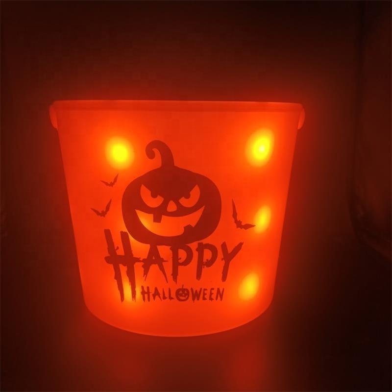 Cheap Light Up Candy Halloween Bucket With Handle Flashing Led Orange Halloween Candy Bucket Halloween Party Pumpkin Bucket