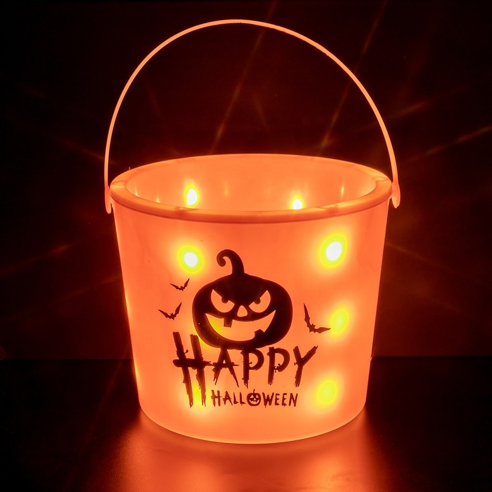 Cheap Light Up Candy Halloween Bucket With Handle Flashing Led Orange Halloween Candy Bucket Halloween Party Pumpkin Bucket