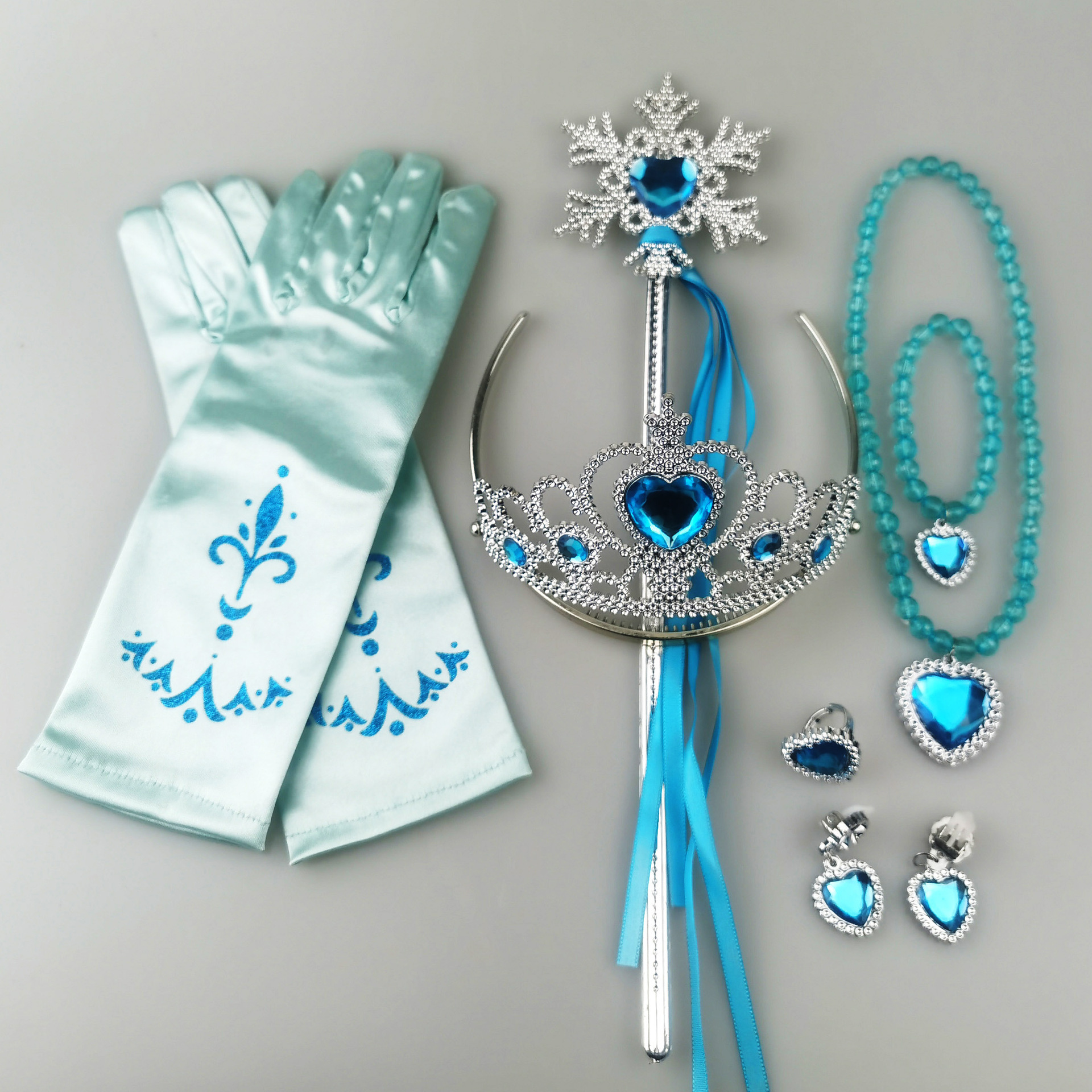 Elsa Princess Costume Princess Tiara Wand Set 6pcs Princess Dress Up Accessories Set Elsa Wig Braid Crown