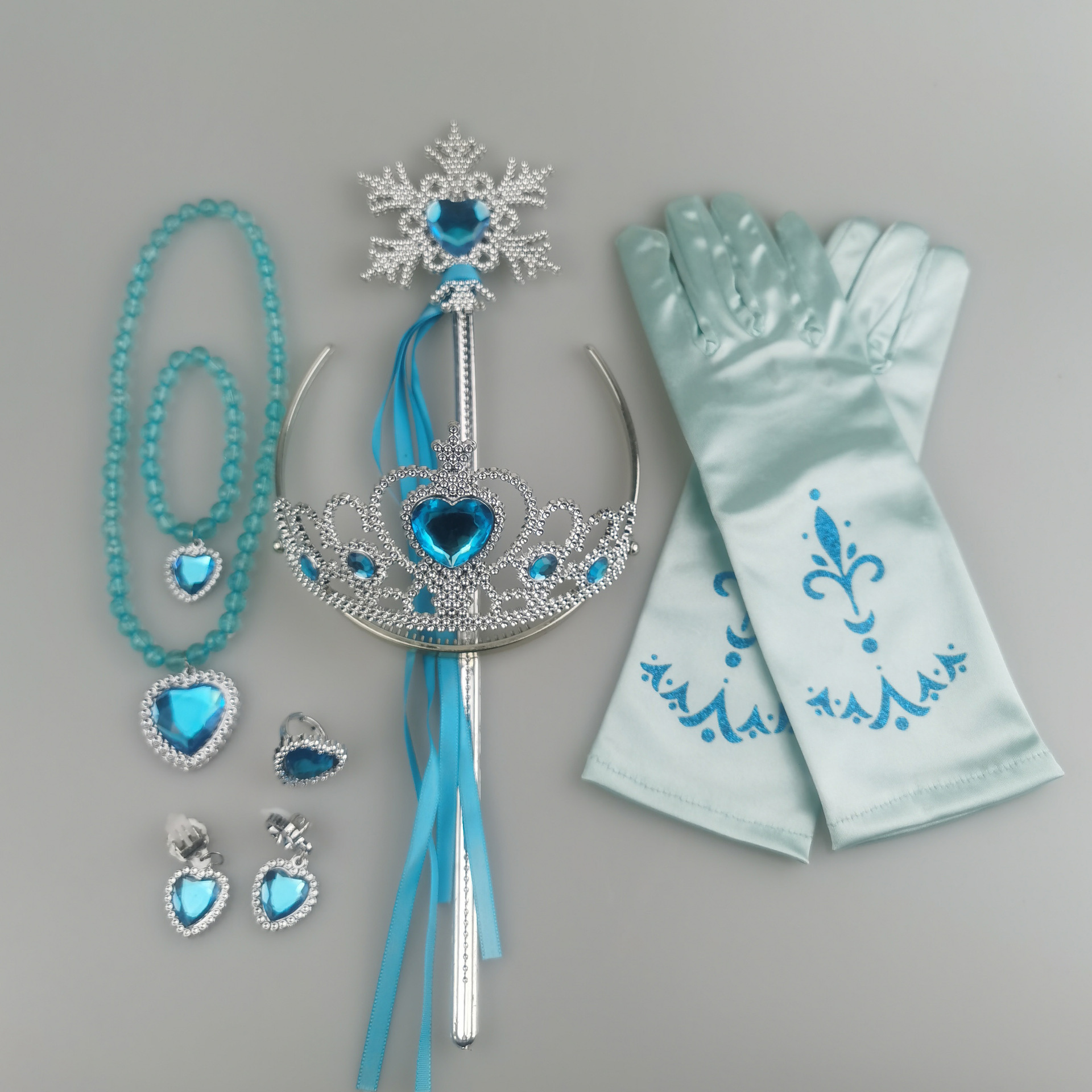 Elsa Princess Costume Princess Tiara Wand Set 6pcs Princess Dress Up Accessories Set Elsa Wig Braid Crown