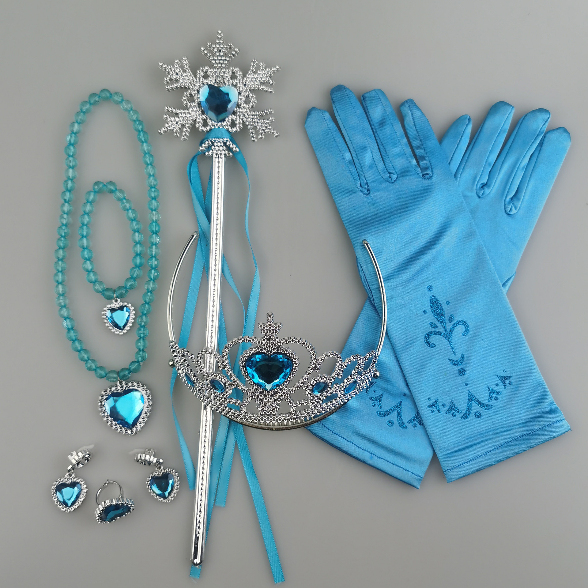 Elsa Princess Costume Princess Tiara Wand Set 6pcs Princess Dress Up Accessories Set Elsa Wig Braid Crown