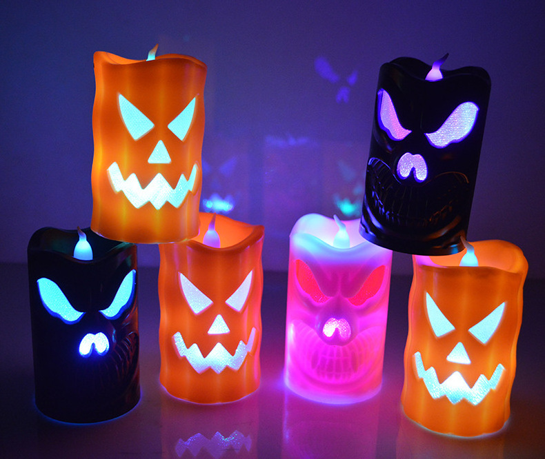 Flashing Led Pumpkin Candles Lights Light Up Halloween Pumpkin Plastic Candle Lights Halloween Party Decoration Cheap Candles