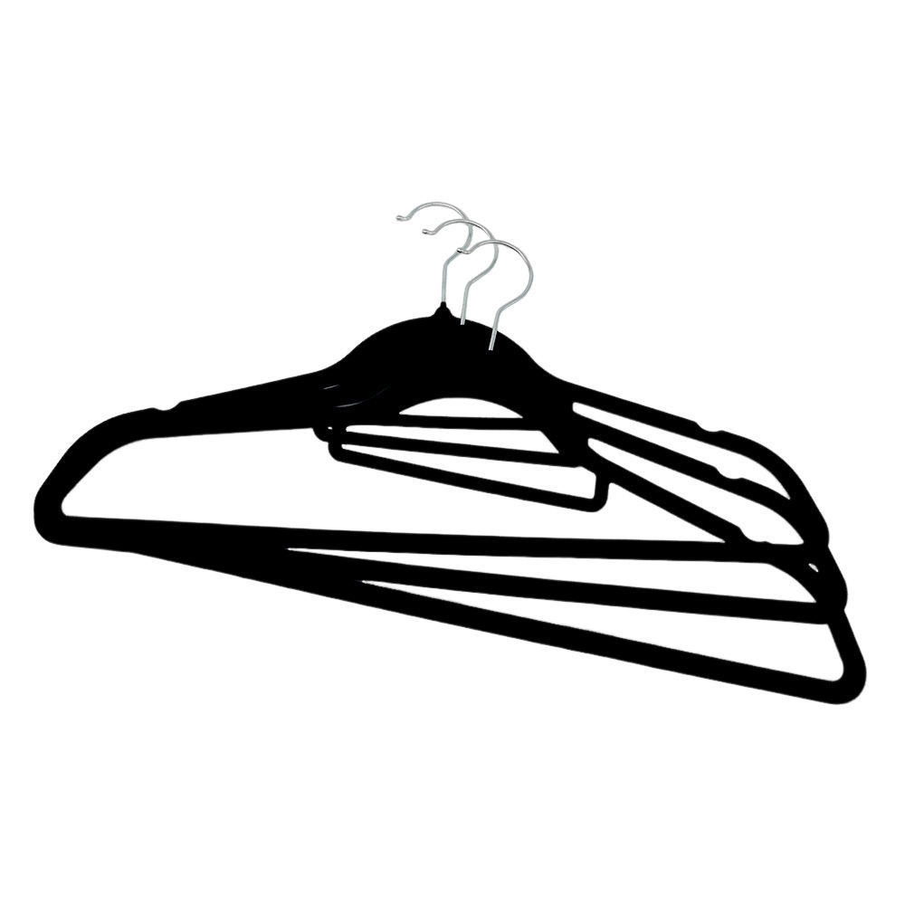 Custom Premium Basics Slim 100 Pack Heavy Duty Non-Slip Black Velvet Hangers For Suit Coat Clothes Hangers