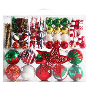 Custom Red Green Christmas Tree Hanging Shatter-Proof Xmas Ball Ornament Set Plastic Decoracion De Navidad Gold Christmas Bauble