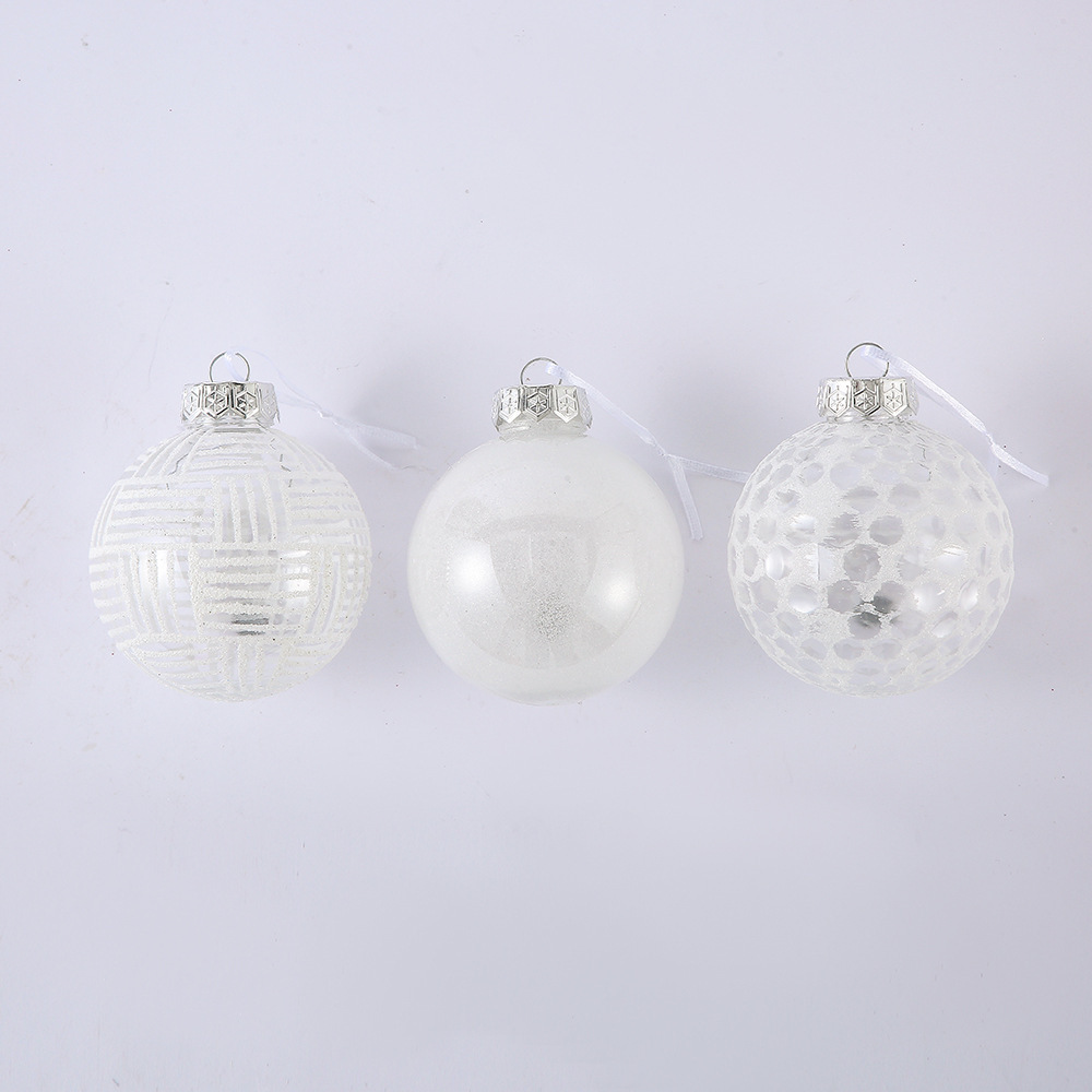 8cm White Shatterproof Clear Plastic Christmas Ball Ornaments round Decorative Xmas Baubles Set UV Printed Delicate Decorations