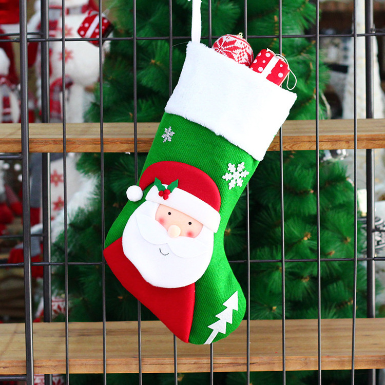 Wholesale Custom Creative Fabric Christmas Stockings Large Elk Fox Reindeer Pet Snowman Santa Claus Christmas Decorations