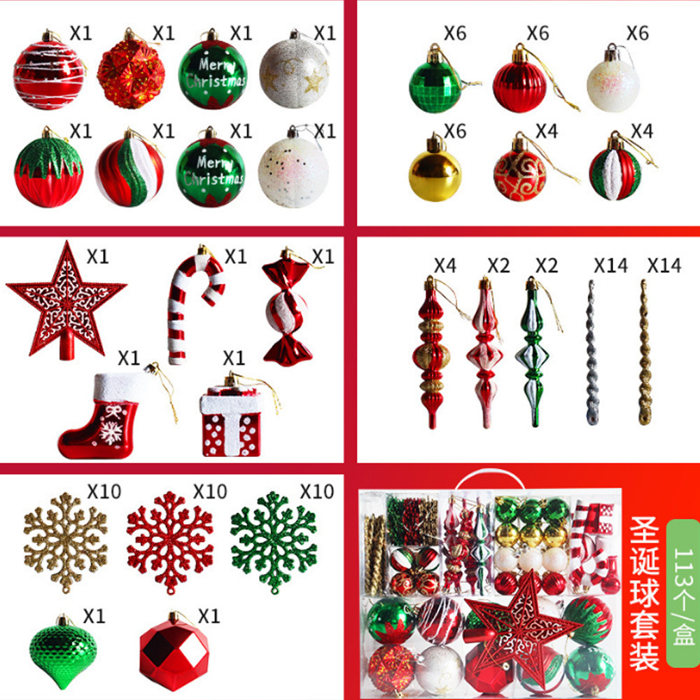 Custom Red Green Christmas Tree Hanging Shatter-Proof Xmas Ball Ornament Set Plastic Decoracion De Navidad Gold Christmas Bauble