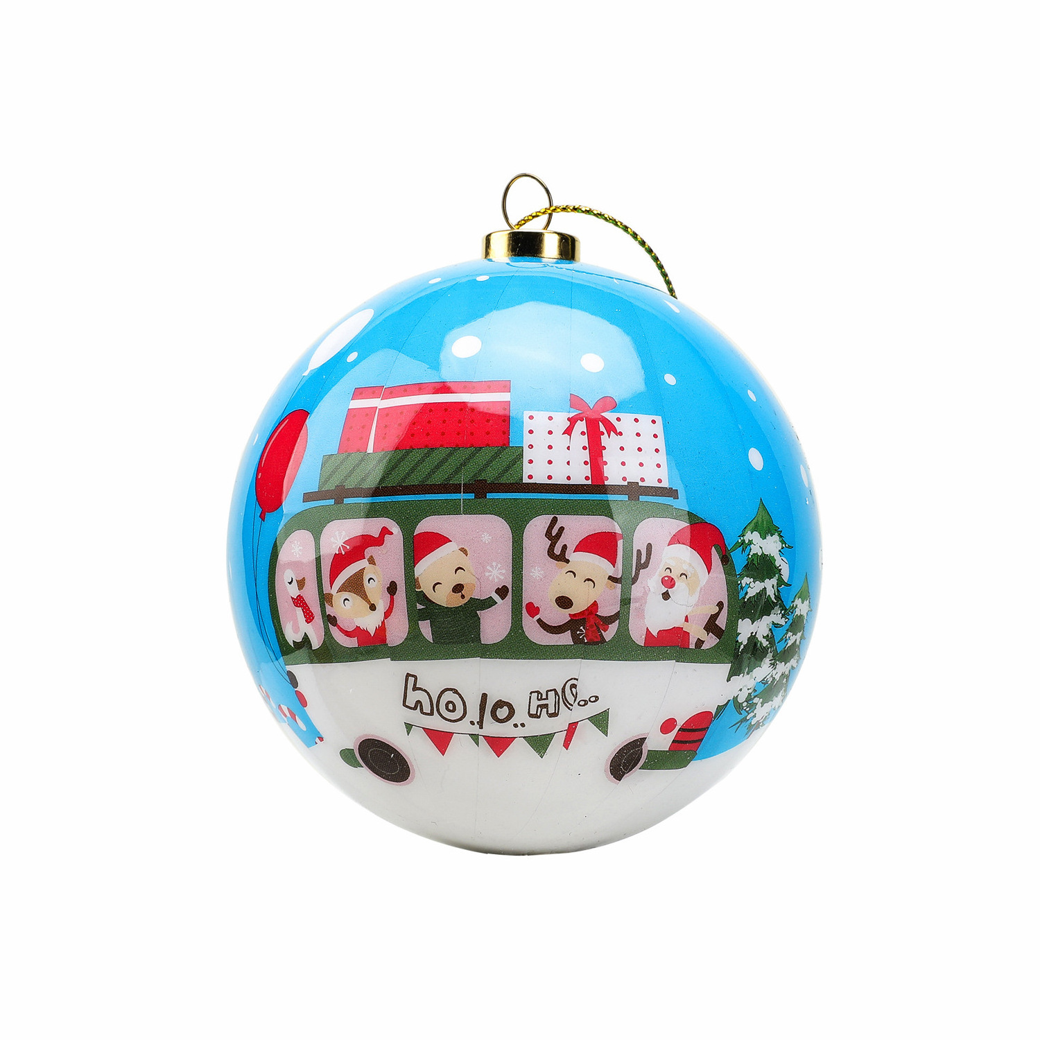 Wholesale Custom Christmas Hanging Decor Bauble High Quality 8cm round Ceramic Ball ornaments Foam Material Tree Decorations