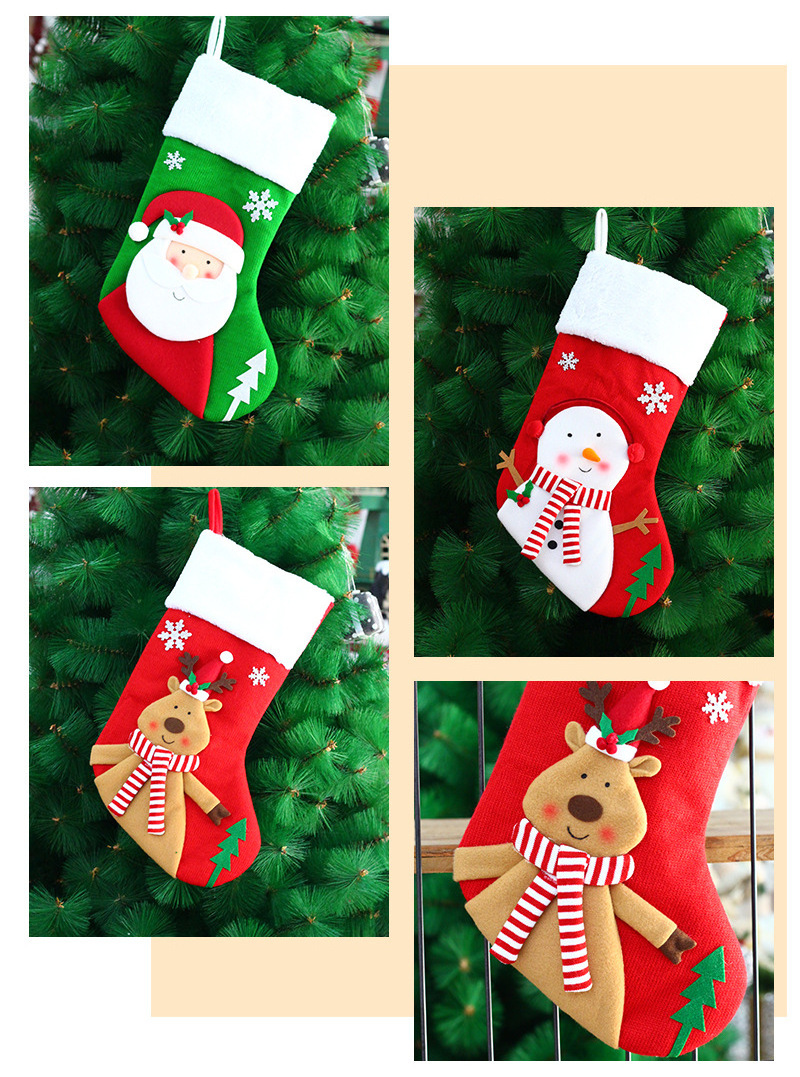 Wholesale Custom Creative Fabric Christmas Stockings Large Elk Fox Reindeer Pet Snowman Santa Claus Christmas Decorations