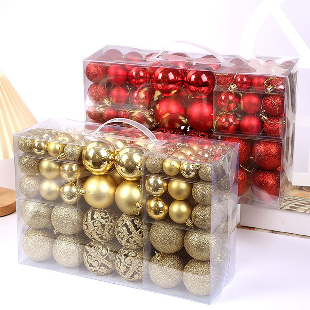 customize 100Pcs red Christmas Ball Ornaments Set Shatterproof Hanging Balls for Christmas Tree Party Decoration